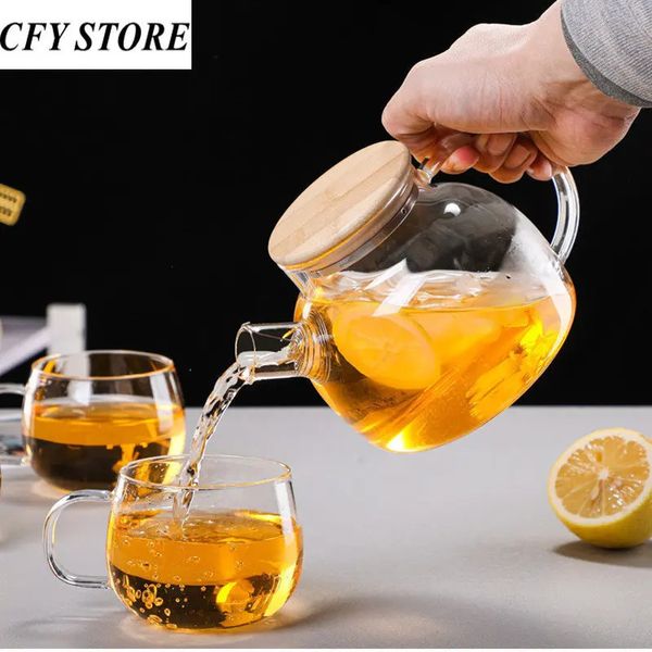 Puche de thé en verre résistant à la chaleur avec pichet à eau de couvercle Cold Kettle Pot ou tasses jus carafe 231221