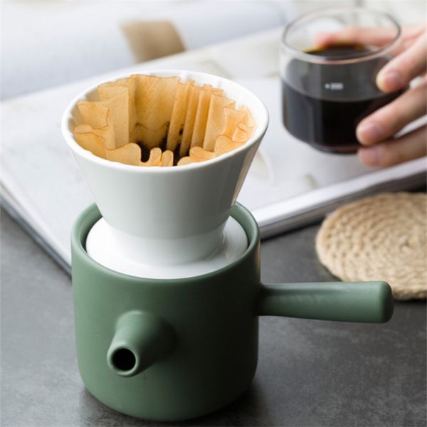 Taza de filtro de goteo de café reutilizable resistente al calor estilo V60 con soporte separado de cerámica según 210423