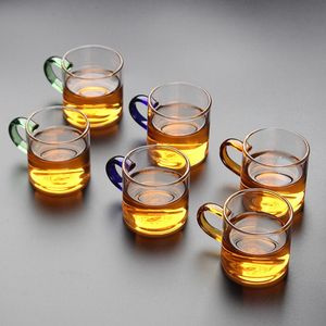 Warmtebestendige transparant dikke glazen beker Drinkgerei Gereedschappen kleurrijke handgreep glas thee kopje glazen bier mok voor huis
