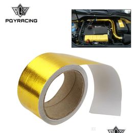 Escudos térmicos Pqy Racing - Cinta reforzada con aluminio de 2 "X5 metros Adhesivo con respaldo Escudo térmico Envoltura resistente Admisión Gold Sier Dhcarpart Dhvzy