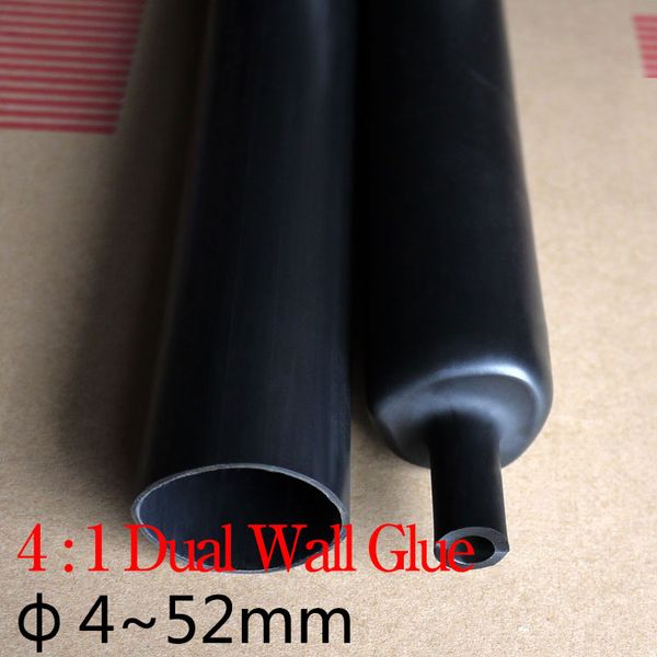 Tubo de retiro de calor con adhesivo de pegamento forrado 4: 1 Tubo de pared de pared Manga envolvente Cable de alambre de cable 4 6 8 12 mm 16 mm 20 mm 24 mm 52 mm 1 metro