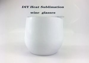 Verwarm sublimatie 12oz wijn tuimelaar roestvrijstalen eierbekers met deksel vacuüm geïsoleerde koffie witte mug dda5078908295