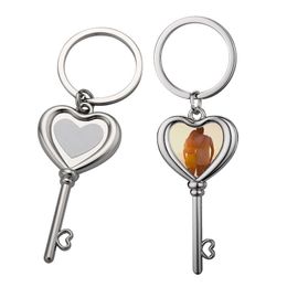 Warmteoverdracht hartvormige sleutel hanger diy sleutelhanger sublimatie blanco metalen sleutelhangers decoratieve sleutelhanging