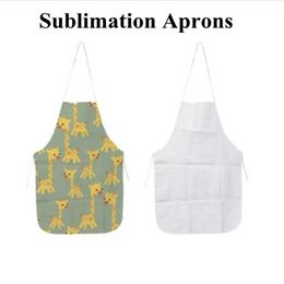 Tablier de cuisine de transfert de chaleur Polyester maison Sublimation blanc demi-longueur tabliers sans manches bricolage cadeau créatif 70x48CM 0312