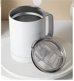 Warmteoverdracht Afdrukken Blanks 12oz Sublimatie Koffie Bekers Tuimelaars met Handvat Schuifdeksel Roestvrijstalen Dubbele Muur Geïsoleerde Vacuümwagen Cups Wll1043