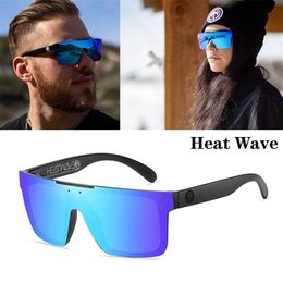 Heat Wave 2022 Oversize Fashion Goggle Square Style Occhiali da sole polarizzati Uomo Donna Sport Brand Design Occhiali da sole Rivet Shadeds w342U