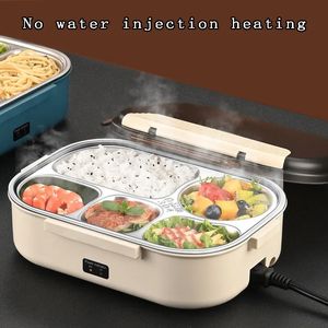 Verwarmde elektrische dozen roestvrijstalen voedsel isolatie Bento Home Portable Keep warme lunchbox met opbergzak 240103