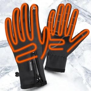 Guantes calefactados USB recargable con batería calentador de manos eléctrico soporte pantallas táctiles para caza pesca 231226