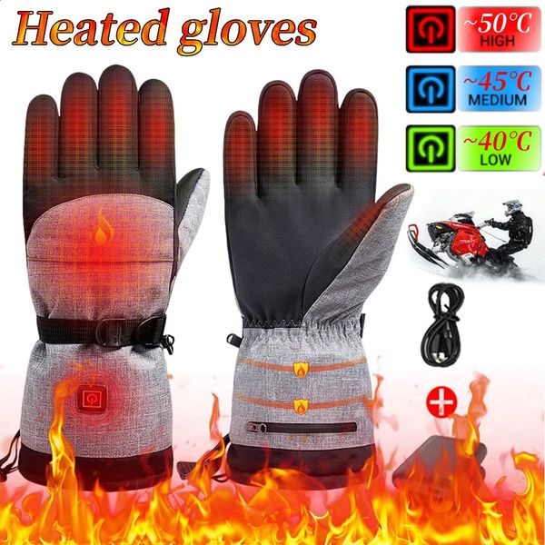 Gants chauffants gants d'hiver hommes femmes toucher froid imperméable Sports de plein air chaud moto Cycle gants gants de Ski thermique 240124