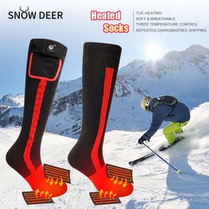 Calcetines calentados SNOW DEER actualizado recargable eléctrico clima frío calor para hombres mujeres motocicleta esquí cálido invierno