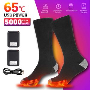 Chaussettes chauffantes hiver chaud USB Rechargeable chauffage électrique bottes infrarouges motoneige ski chaussette en plein air
