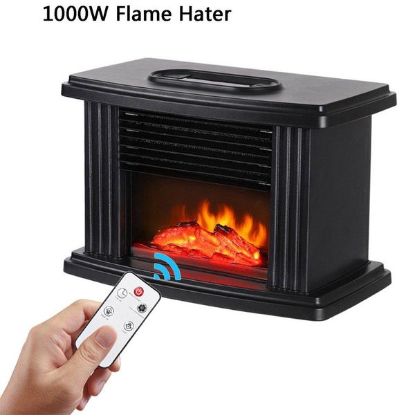 Calentadores 1000W de chimenea eléctrica enemigo con chimenea de control remoto decoración de la llama eléctrica calentador de espacio interior portátil