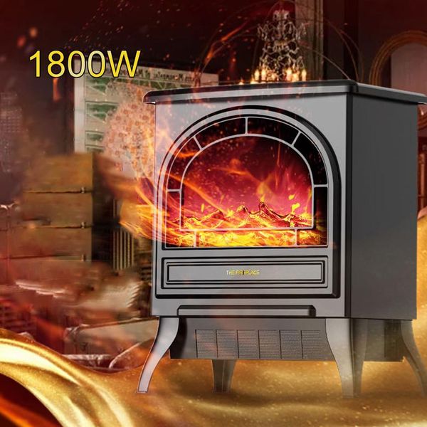 Rafouage des radiateurs 1800W Freestand Fichette électrique chauffage 3D Simulation Flame Effet Remote Contrôle Home Office Heating Stove Radiateur