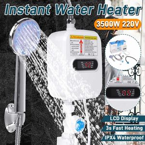 Rabagratifs 3500W chauffe-eau instantanée électrique 3S Chauffage de chauffage douche électrique 220V salle de bain de salle de bain Chauffe-eau sans réservoir Affichage de température