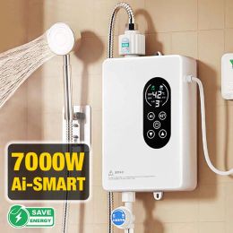 Rubriques 5500 / 7000W Chauffeur d'eau instantané instantané 220V Smart Electric Shower sans réservoir Instant Water Thermostat pour cuisine de salle de bain