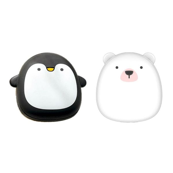 Calentadores lindo dibujos animados pingüino oso polar calentadores de manos eléctricos usb recargable dobles junto al calentador de bolsillo de bolsillo calentador