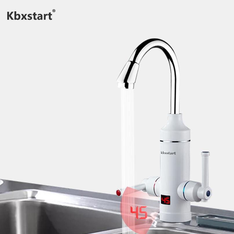 Heaters Kbxstart Instant Hot Water Tap Tankless Electric Faucet Kitchen Led Digital Control Calentador De Agua Electrico With Two Handle