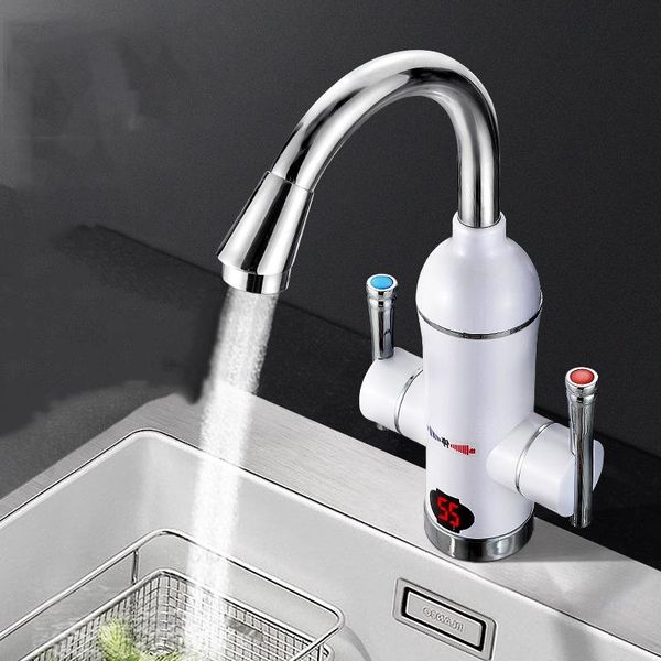 Calentadores Agua sin tanque Calentador Great de 220 V Electirc Instant Instant Kitchen Faucet 110 V Flujo de flujo Calentador Híguero Calefacción Calentada Manija doble