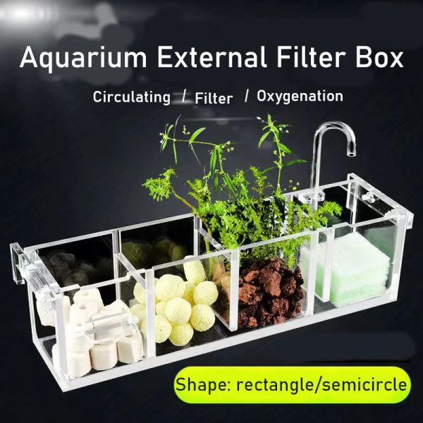 Chauffage 3In1 Boîtes de filtre d'aquarium en acrylique transparent Purificateur d'eau suspendue externe pour aquarium
