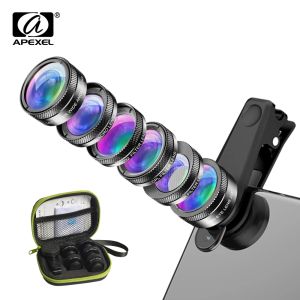 Chauffage Apexel Universal 6 en 1 Téléphone Lens Kit Fish Eye Lens Wide angle Macro Lens CPL / Starnd32 Filtre pour presque tous les smartphones