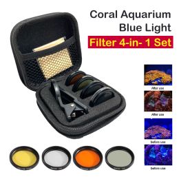 Chauffage d'aquarium Lens Fish Taphone Phone Camera Lens Filtre 4 in 1 Macro Lens Lens Yellow Filtre Coral Reef Aquarium Universal