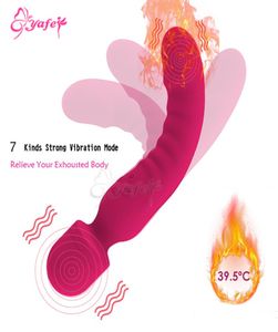 Chauffage Baguette Magique Masseur Gode Vibrateur AV 7 Vitesses Silicone G Spot Vibrateurs Clitoris Stimulateur Adulte Sex Toys Pour Femmes C18117804903