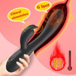 Chauffage Lapin Vibrateur pour Femme G Spot Vagin Clitoris Stimulateur Masturbateur Gode Vibrateur Adulte Sex Toys pour Femme Adulte 210329