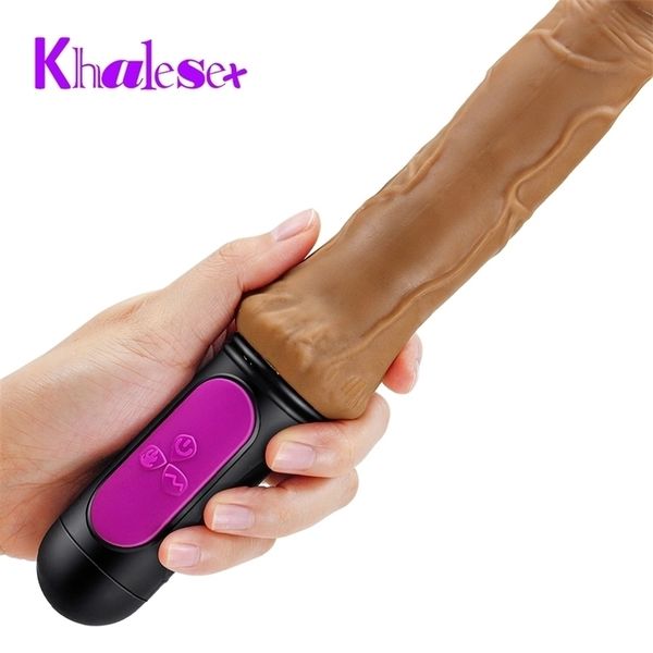 Chauffage réaliste gode vibrateur pour femme 10 vitesses courbure doux énorme gode pénis G Spot vagin anus masturbateur Sex Toy pour adulte 220817