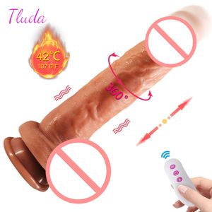 Verwarming Duwen Dildo Zuignap Realistische Vibrerende Vrouw Dildo sexy Speelgoed voor Vrouwen Strapon Vibrator Vrouwelijke Masturbatie