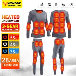 Sous-vêtements chauffants USB veste chauffante ski hiver vêtements chauds hommes femmes réglable électrique sous-vêtements chauffants 240103