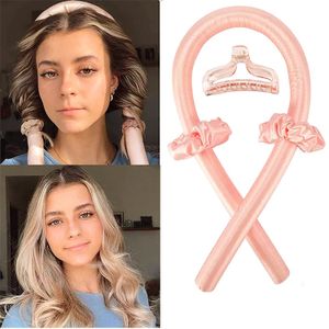 Heatless krullende staaf hoofdband, hitteloze haar krultje geen warmte krullen lint met haarclips en scrunchie, slapende krullen zijden lint haarrollen