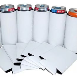 Enfriador de latas de sublimación con asa para bebidas a prueba de calor, cubiertas en blanco de transferencia térmica de neopreno, 8x16,5 cm, 10x13cm, enfriadores personalizados, taza DIY C0927