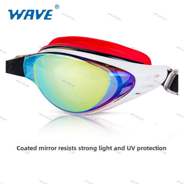 Gafas de ondas de calor de alta calidad Silicona profesional impermeable y electroplatización de natación de marco grande de electroplacas 55