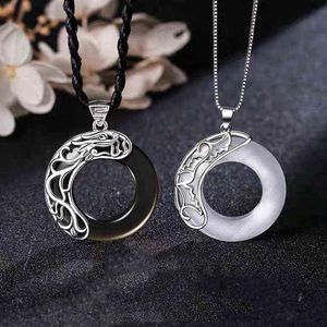 Collares de pareja con bendición de los funcionarios del cielo, collar con colgante de luz de luna para amantes, joyería de amistad, regalo del Día de San Valentín Coll299K