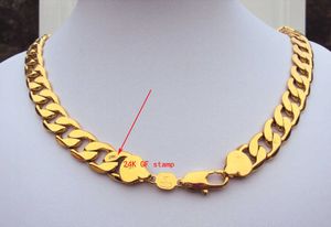 Lourd! Collier pour homme en or jaune 23,6 108 g 24 carats avec tampon GF, chaîne gourmette de 12 mm, bijoux mieux emballé avec 7 jours sans raison de remboursement.