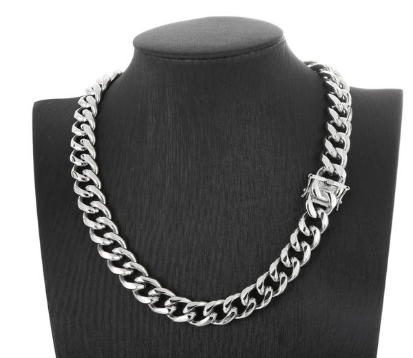 Collar de cadena de eslabones cubanos de acero inoxidable grande de plata de 15mm y 24 pulgadas pesado para hombre HipHop Jewelry1957171