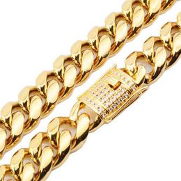 Lourd 18mm Mens 18k or rempli Solide Cubain Curb Chaince neckla Bracelets Miami Hommes Cubain Gourmette Lien Chaîne Collier Bracelet221E