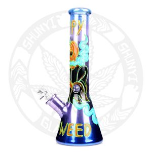 Zware 7 mm beker Bong Hookah Handdruk Halloween Glow in de donkere rookwaterpijp