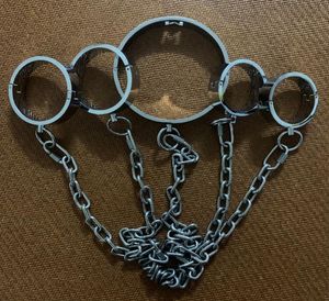 Zware BDSM-set RVS bondage handboeien enkelmanchet met ketting sekshalsband voor koppels Volwassen spellen Terughoudendheid fetish slave1751638