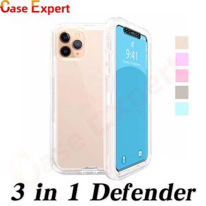 3 In 1 Duidelijke Defender telefoonhoesjes transparant voor iPhone 14 Plus 13 Pro 12 11 XS Max Samsung Note 20 Ultra S22 Heavy Duty Shockproof Case