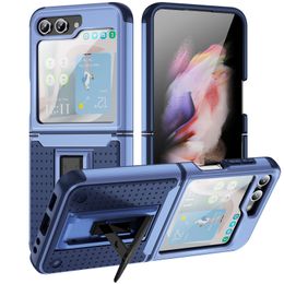 Heavy Duty Defender Kickstand Telefoonhoesjes voor Samsung Galaxy Z Flip5 Flip 5 5G Dual Layers Shockproof Rugged Cover met Tough Bracket