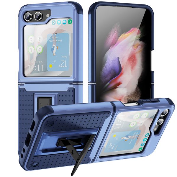 Heavy Duty Defender Kickstand Phone Cases pour Samsung Galaxy Z Flip5 Flip 5 5G Double Couches Antichoc Robuste Couverture avec Support Robuste