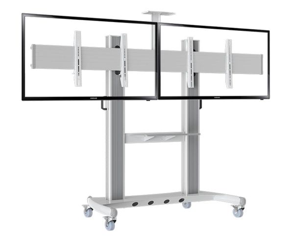 Chariot mobile robuste pour TV double écran NB AVT1800602A 40quot60quot LED LCD Plasma TV support de chariot avec étagère AV et caméra 9314366