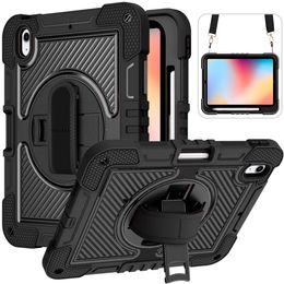 Funda para tableta con correa y soporte con mango resistente para iPad 10.9 9.7 10.2 pulgadas Pro 11 Mini 6 5 4 Samsung Galaxy TAB A9 Plus S9 FE S8 PLUS A8 A7 S6 Lite Cubierta con soporte de rotación