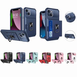 Heavy Duty Kickstand Phone Cases para iPhone 14 6.1 14 Max 13 PRO MAX 12 MINI 11 Pro 7 8 Plus SE2 SE3 11 Tiene protección de cámara Puede insertar tarjeta TPU PC 3 en 1 Contraportada a prueba de golpes
