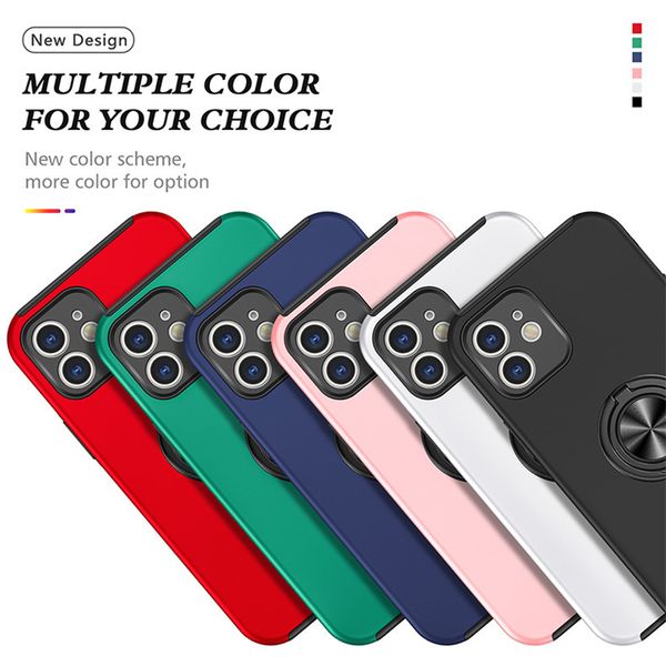 Fundas de teléfono con soporte resistente para iPhone 15 13 14 11 Pro Max 6 7 8 SE2 SE3 XS funda magnética para teléfono móvil con soporte de anillo lyp069