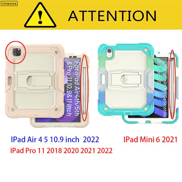 Cubierta de armadura híbrida de PC de silicona para niños pesados para iPad 7 8th 9th 10.2 10th Gen Air 10.9 mini 4 5 6 9.7 Case de tableta de 11 pulgadas