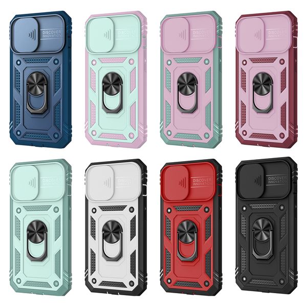 Étuis d'armure magnétique robustes de qualité militaire Protection de caméra coulissante pour iPhone 13 Pro Max 12 11 XR XS 8 Plus Samsung S21 S22 Ultra A13 A32 A72 A52 A12 A03S A02S A13 5G