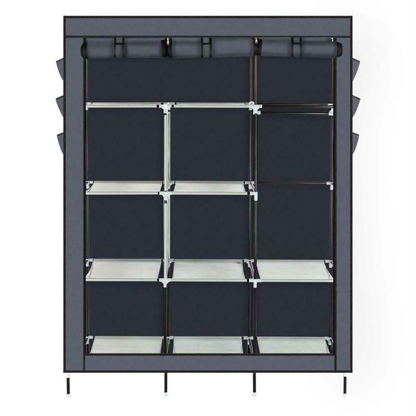 Heavy Duty Portable Placard Organisateur De Stockage Armoire Vêtements Rack Étagères Gray256Y