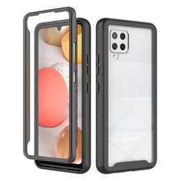 Heavy Duty Protection Shockproof Cases voor Samsung Galaxy A42 5G Zachte TPU + Pet Front Film Transparent Acryl Hard PC Back Cover